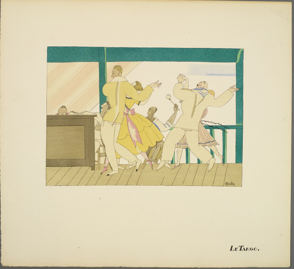 "Le tango" - illustration by Charles Martin, hand-coloured by Jules Saude.